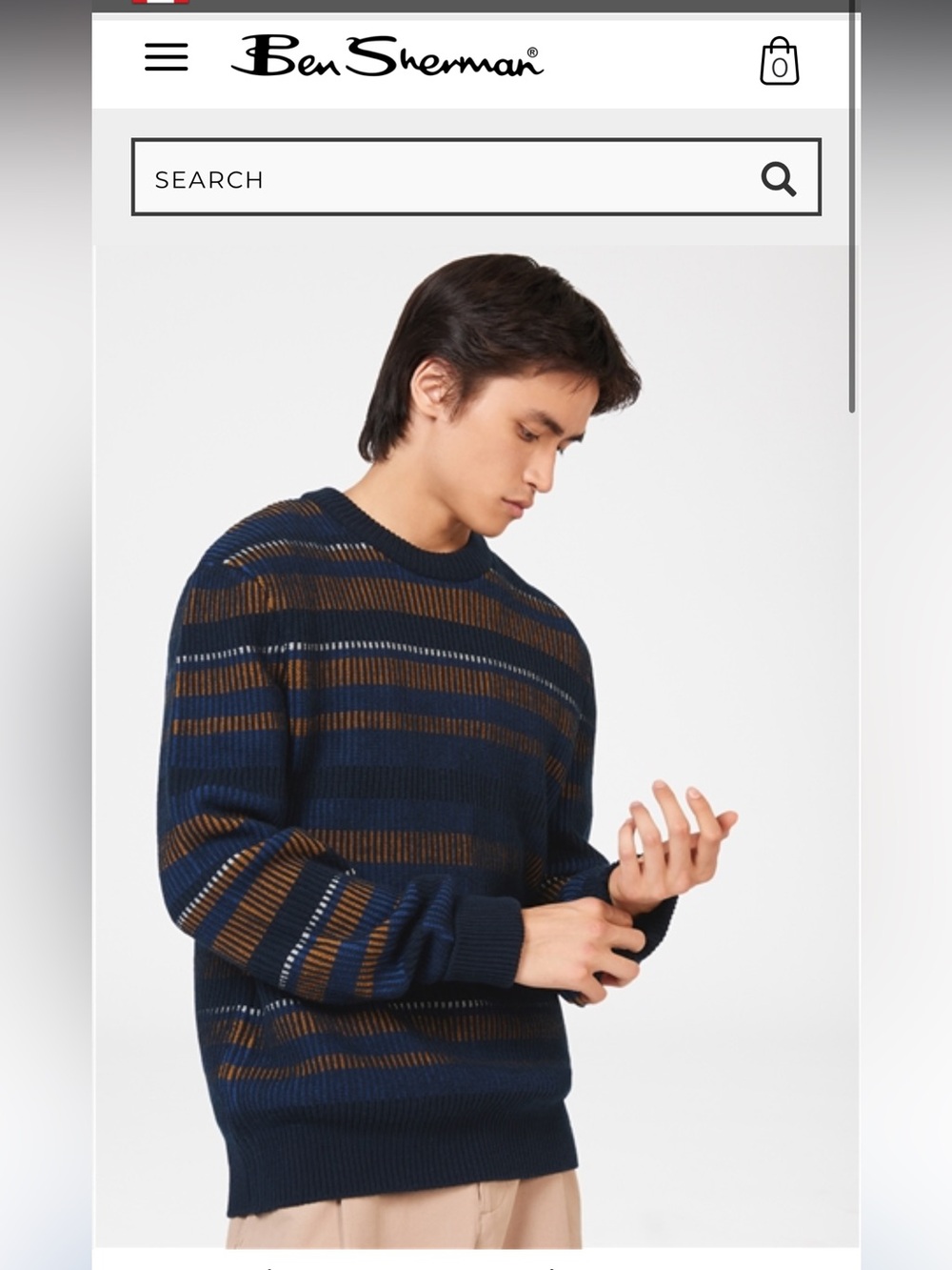 Ben Sherman Wool Blend Striped Crew Neck Sweater — S